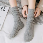 Winter Cashmere Wool Woman Socks Solid Japanese Style Harajuku Retro Long Socks Women Girls Thermal Streetwear Crew Sock