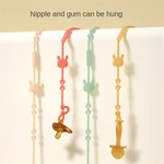 Anti-drop Silicone Pacifier Chain Clip Baby Teether Chain Food Grade Molar Stick Kids Toy Anti-lost Lanyard Pacifier Accessories