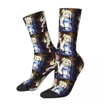 Funny Crazy Sock for Men Natsu And Lucy Hip Hop Harajuku FAIRY TAIL Magic Adventure Anime Seamless Pattern Printed Crew Sock