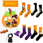 New Harajuku Halloween Creative Funny Pumpkin Jacquard Tide Socks Men And Women Couples In Tube Socks