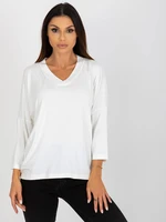 Ecru women's basic viscose blouse