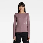 G-STAR Tričko - Slim rib boatneck ls wmn fialové