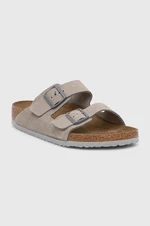 Semišové pantofle Birkenstock Arizona pánské, šedá barva, 1027749