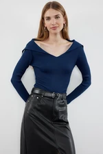 Trendyol Navy Blue Carmen Collar Knitwear Sweater