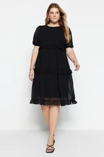 Trendyol Curve Black Tulle Detailed Woven Dress