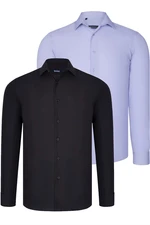 DUAL SET G726 DEWBERRY MENS SHIRTS-BLACK-LILAC