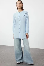 Trendyol Light Blue Silver Button Detailed Baby Collar Cotton Shirt