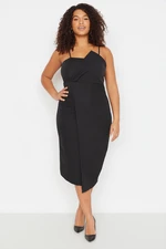 Trendyol Curve Black Adjustable Strap Fitted Midi/Medium Length Woven Plus Size Dress