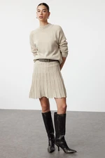 Trendyol Beige Pleated Skirted Knitwear Top-Bottom Set