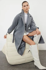 Trendyol Gray Buckle Detailed Belted Regular Coat