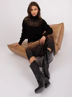 Black knitted turtleneck sweater