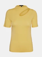 Yellow T-shirt with slit VERO MODA Glow - Women