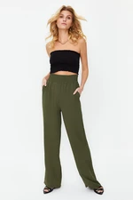 Trendyol Khaki Wide Leg/Wide Elastic Waist Woven Trousers