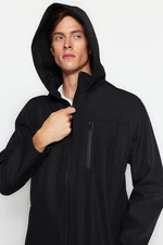 Trendyol Black Regular Fit kapucnis kültéri softshell parka kabát