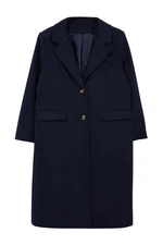 Trendyol Curve Navy Blue Regular Fit Thick Stitching Coat