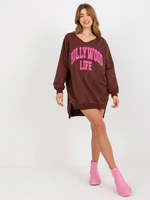 Women's long oversize sweatshirt - brown