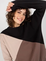 Women's black and brown basic sweatshirt with round neckline