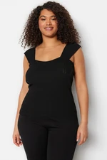 Trendyol Curve Black Sweetheart Neck Slim Knitwear Blouse