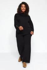 Trendyol Curve Black Standing Collar Plain Single Plate Plus Size Top-Upper Set