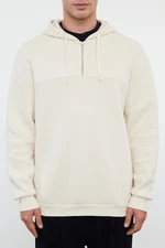 Trendyol Beige Zipper and Stitch Detail Oversize/Wide Pattern Fleece/Warm Sweatshirt