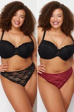 Trendyol Curve 2-Pack Black-Burgundy Lace Panties