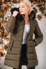 Z6759 DEWBERRY WOMEN'S COAT-PLAIN KHAKI