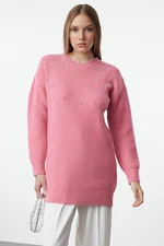 Trendyol Light Pink Soft Texture Stone Knitted Sweater