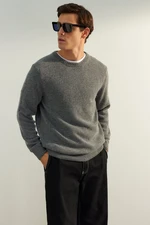 Trendyol Limited Edition Dark Grey Regular Fit Woolen Crew Neck Basic Knitwear Sweater