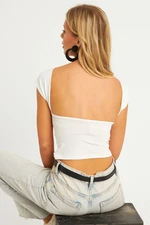 Cool & Sexy Women's Ecru Backless Blouse