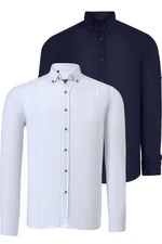 DOUBLE SET G721 DEWBERRY MEN'S SHIRT-NAVY-WHITE