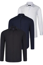 TRIPLE SET G726 DEWBERRY SHIRT-BLACK-WHITE-NAVY BLUE