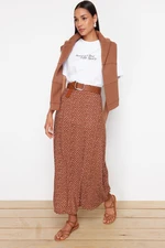 Trendyol Brown Polka Dot Patterned Bell Woven Skirt