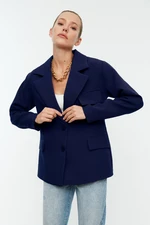 Trendyol Navy Blue Oversize Lined Woven Blazer Jacket