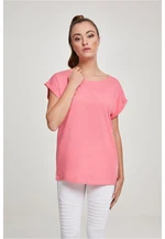 Women's pink grapefruit t-shirt with extended shoulder