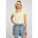 Women's T-shirt with button and rib fastening in soft yellow color