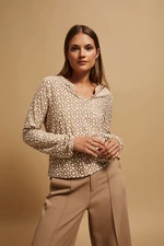 Patterned blouse with V-neck