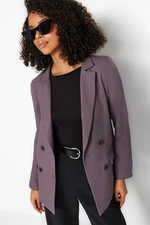 Trendyol Dark Gray Regular Lined Double Breasted Closure Woven Blazer Jacket