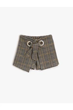 Koton Plaid Front Tie Detail Shorts Skirt