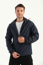 River Club Men's Navy Blue Inner Lined, Waterproof Hooded Coat with Pocket.