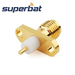 Superbat 10pcs RP-SMA 2 hole Panel Mount Female with Short Dielectric and Solder Connector