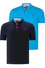 DUAL SET T8582 DEWBERRY MENS T-SHIRT-NAVY BLUE-DARK TURQUOISE