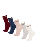 DEFACTO Women's Comfortable Elastic 5-Pack Cotton Long Socks