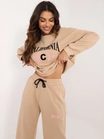 Beige tracksuit with straight trousers