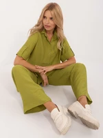 Lime summer linen set with oversize shirt