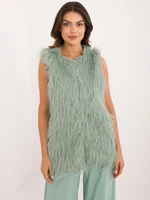 Pistachio fur vest with lining