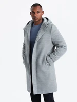 Ombre Monochrome long men's hooded coat - grey melange