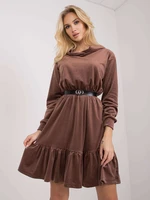 Brown velour dress with belt Casablanca