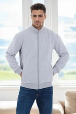 56777 Dewberry Zippered Mens Cardigan-GREY