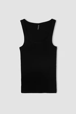 DEFACTO Slim Fit Narrow Cut Basic Plain Round Neck Ribbed Camisole Undershirt