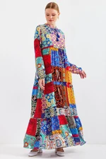 Bigdart 1627 Collar Lace-Up Hijab Dress - Multi Colored